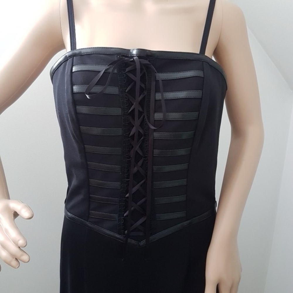 Frank Lyman Design Wide Leg Corset Top Design Overall Jumpsuit Black Sz 8 - Picture 2 of 11